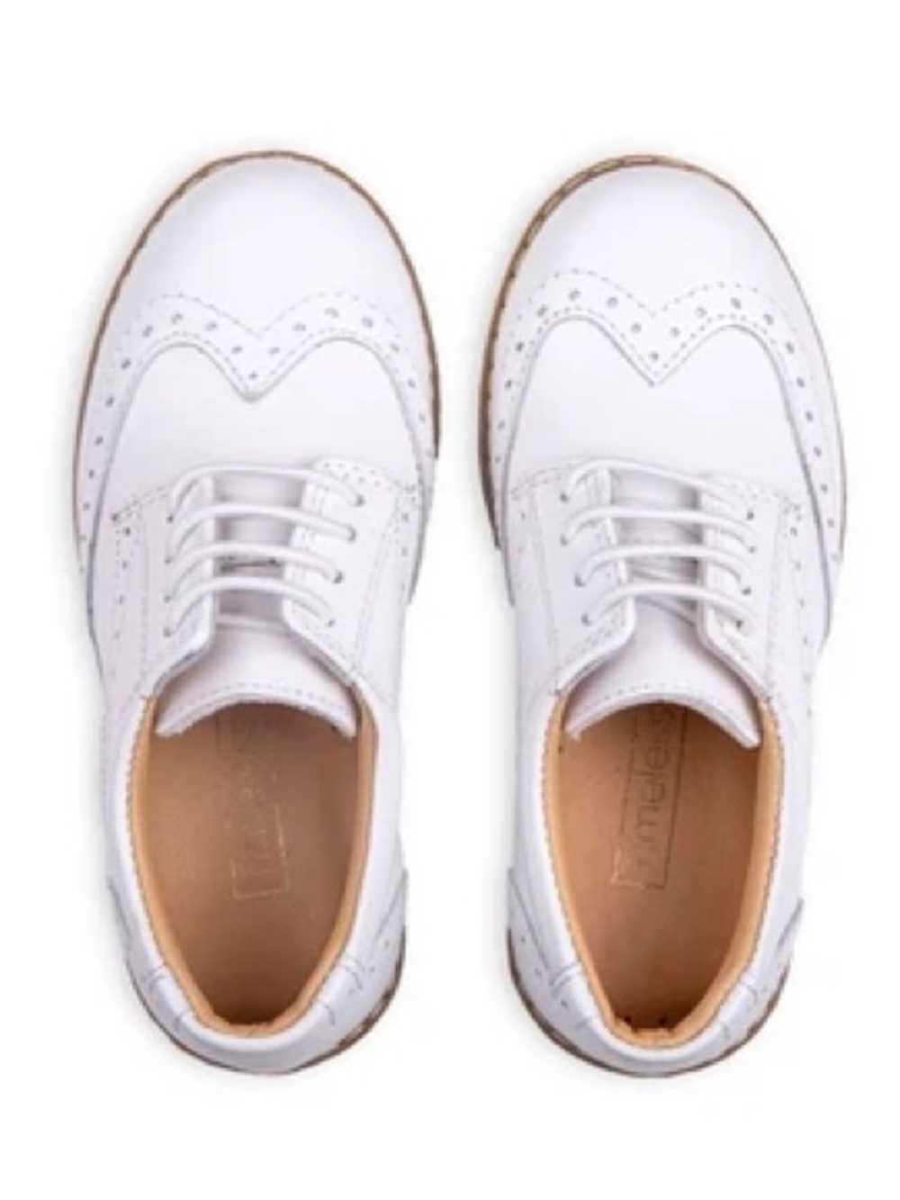 White Kids Wingtip Lace-Up Dress Shoes